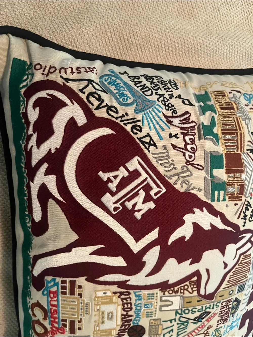 Texas A& M Maroon & Cream Decorative Throw Pillow by Cat Studio